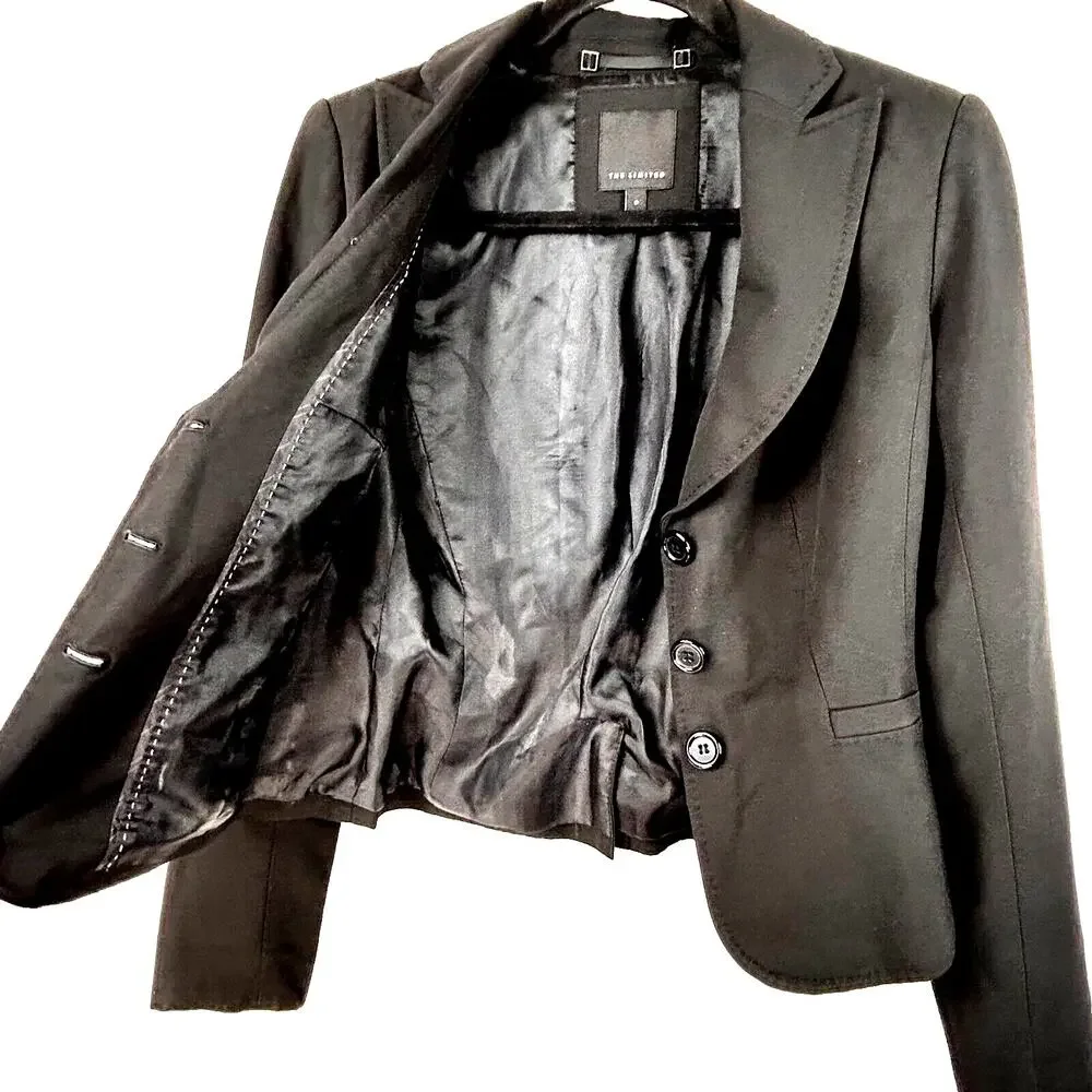 The Limited Jacket Womens 0 Black 3 Button Long Sleeve Single Breasted Blazer - Picture 4 of 11